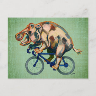 Hippopotamus op de fiets briefkaart