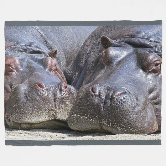 Hippopotamus op Large Fleece Blanket Deken (Voorkant (Horizontaal))