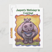 Hippopotamus Party Center Aankondigingskaart (Voorkant / Achterkant)