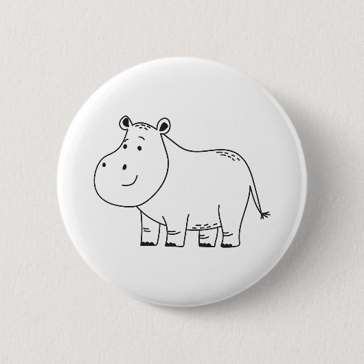 HIPPOPOTAMUS RONDE BUTTON 5,7 CM (Voorkant)