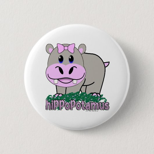 Hippopotamus Ronde Button 5,7 Cm (Voorkant)