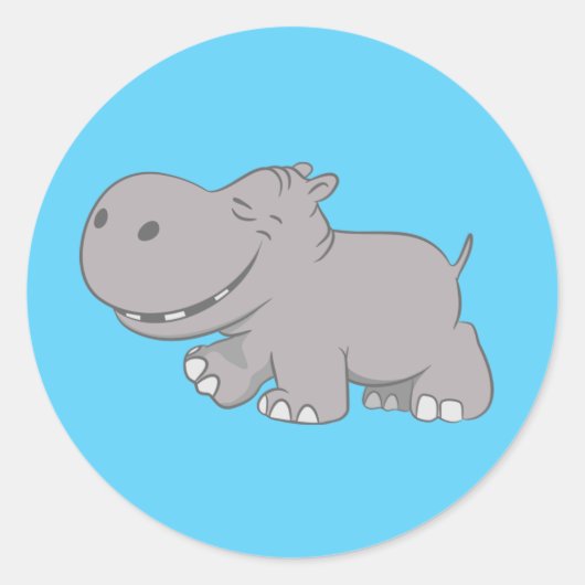 Hippopotamus Ronde Sticker (Voorkant)