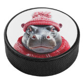 Hippopotamus Scarf and Beany  Hockey Puck (3/4)