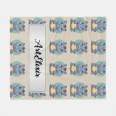 Hippopotamus Schattige Kawaii Blauw Print Fleece Deken (Voorkant (Horizontaal))