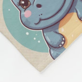 Hippopotamus Schattige Kawaii Blauw Print Fleece Deken (Hoek)