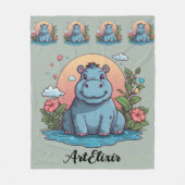 Hippopotamus Schilderachtig afdrukken Fleece Deken (Voorkant)