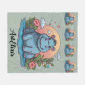 Hippopotamus Schilderachtig afdrukken Fleece Deken (Voorkant (Horizontaal))