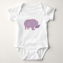 Hippopotamus snor Baby Jersey Bodysuit, Wit