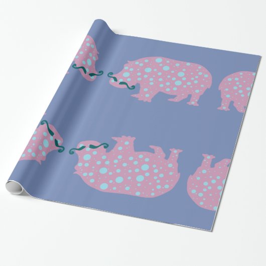 Hippopotamus snor Glossy Wrapping Papier (Uitgerold)
