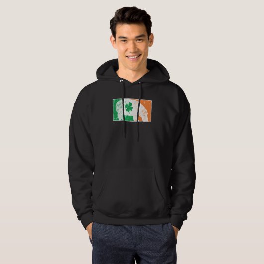Hippopotamus St Patrick's Day Irish Flag C Distres Hoodie (Voorkant volledig)