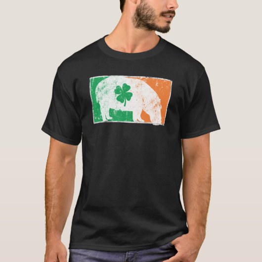Hippopotamus St Patrick's Day Irish Flag C Distres T-shirt (Voorkant)