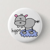 Hippopotamus Stick Figuur Button (Voorkant)