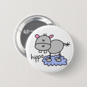 Hippopotamus Stick Figuur Button (Voorkant /achterkant)