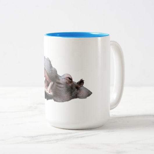 Hippopotamus Two-Tone Mug Tweekleurige Koffiemok (Voorkant rechts)