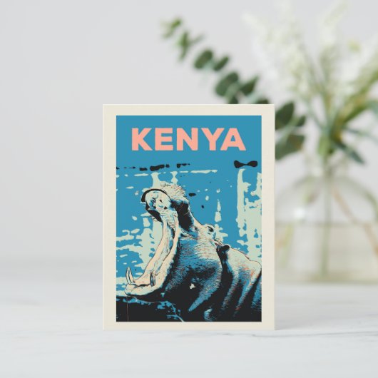 Hippopotamus uit Kenia Briefkaart (Staand voorkant)