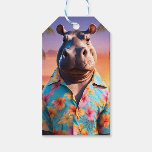 Hippopotamus Vakantie Cadeaulabel (Voorkant)