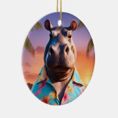 Hippopotamus Vakantie Keramisch Ornament (Rechts)