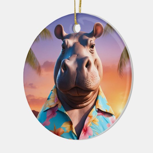 Hippopotamus Vakantie Keramisch Ornament (Links)