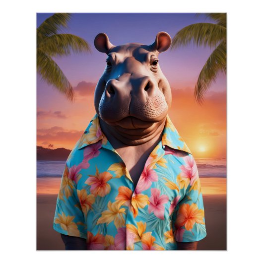 Hippopotamus Vakantie Perfect Poster (Voorkant)