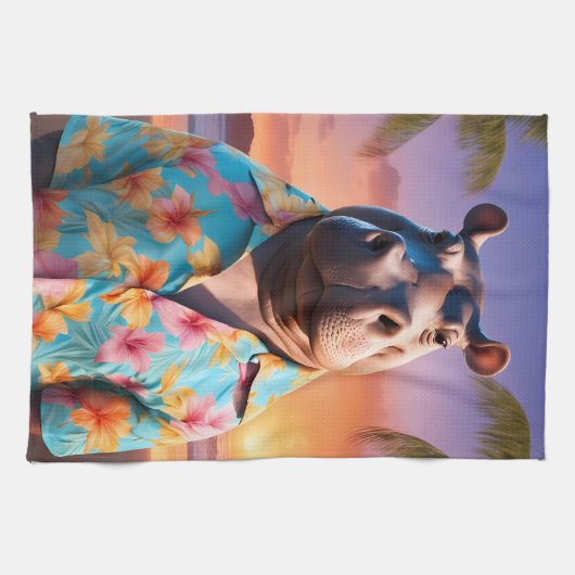 Hippopotamus Vakantie Theedoek (Horizontaal)