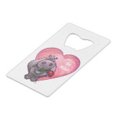 Hippopotamus Valentijnsdag Creditkaart Flessenopener (Voorkant Gekanteld)