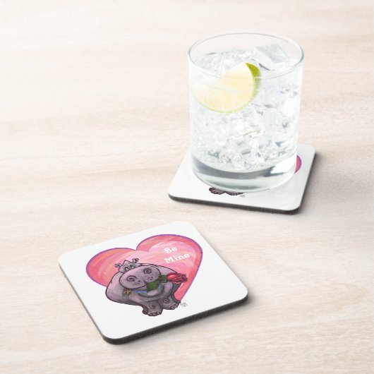 Hippopotamus Valentijnsdag Drankjes Onderzetter (Rechterzijde)