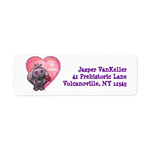Hippopotamus Valentijnsdag Etiket (Voorkant)