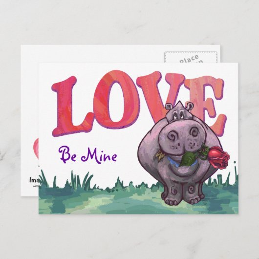 Hippopotamus Valentijnsdag Feestdagenkaart (Voorkant / Achterkant)