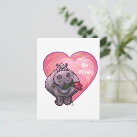 Hippopotamus Valentijnsdag Feestdagenkaart (Staand voorkant)
