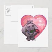 Hippopotamus Valentijnsdag Feestdagenkaart (Voorkant / Achterkant)