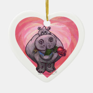 Hippopotamus Valentijnsdag Keramisch Ornament