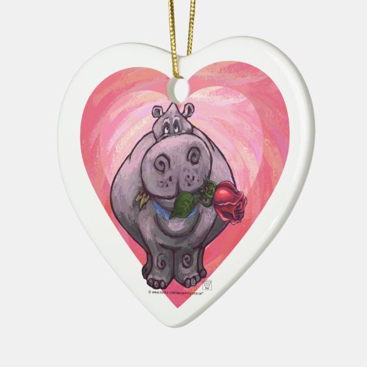Hippopotamus Valentijnsdag Keramisch Ornament (Links)