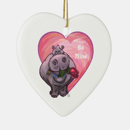 Hippopotamus Valentijnsdag Keramisch Ornament (Rechts)