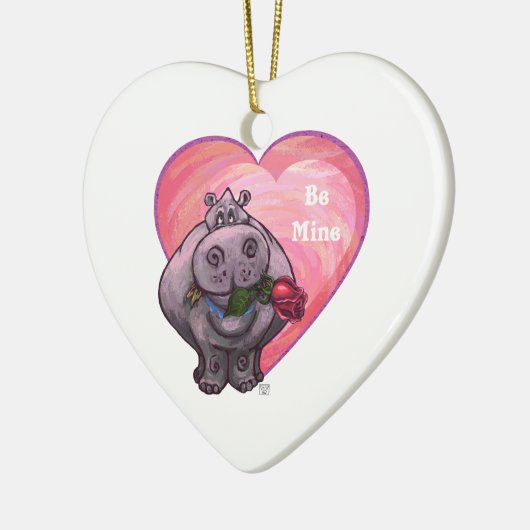 Hippopotamus Valentijnsdag Keramisch Ornament (Links)