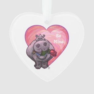 Hippopotamus Valentijnsdag Ornament