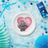 Hippopotamus Valentijnsdag Papieren Bordje (Feest)