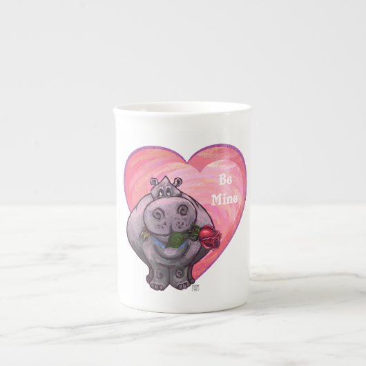 Hippopotamus Valentijnsdag Porselein Kop (Voorkant)