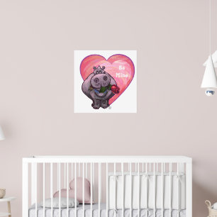 Hippopotamus Valentijnsdag Poster