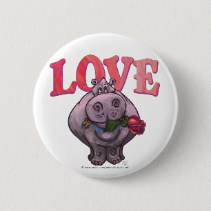 Hippopotamus Valentijnsdag Ronde Button 5,7 Cm