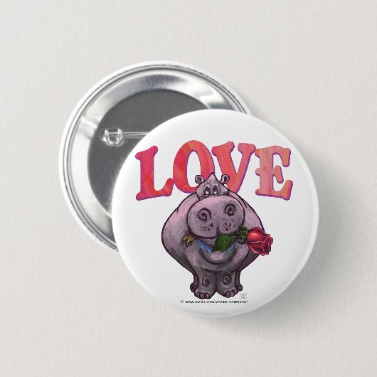 Hippopotamus Valentijnsdag Ronde Button 5,7 Cm (Voorkant /achterkant)