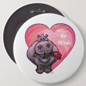 Hippopotamus Valentijnsdag Ronde Button 6,0 Cm (Voorkant /achterkant)