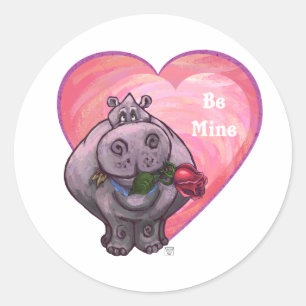 Hippopotamus Valentijnsdag Ronde Sticker
