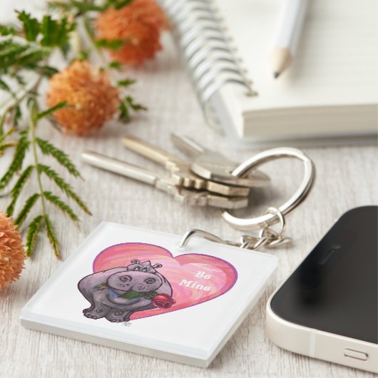 Hippopotamus Valentijnsdag Sleutelhanger (Voorkant Rechts)