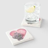 Hippopotamus Valentijnsdag Stenen Onderzetter (Zijkant)