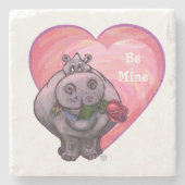 Hippopotamus Valentijnsdag Stenen Onderzetter (Voorkant)
