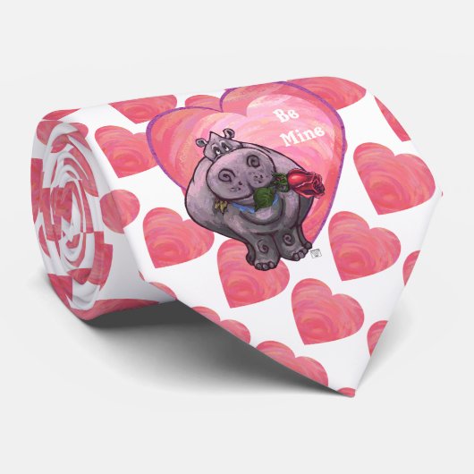 Hippopotamus Valentijnsdag Stropdas (Opgerold)