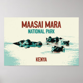 Hippopotamus van Kenia in het Nationaal Park Maasa Poster