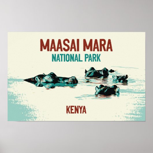 Hippopotamus van Kenia in het Nationaal Park Maasa Poster (Voorkant)