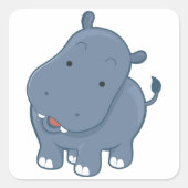 Hippopotamus Vierkante Sticker (Voorkant)