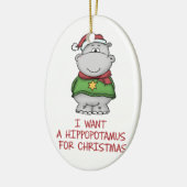 Hippopotamus voor Kerstmis - Cute Hippo Design Keramisch Ornament (Links)